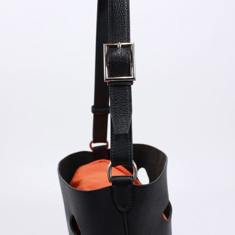 Hermes Mangeoire PM Taurillon Leather Black Handbag Silver — view 8