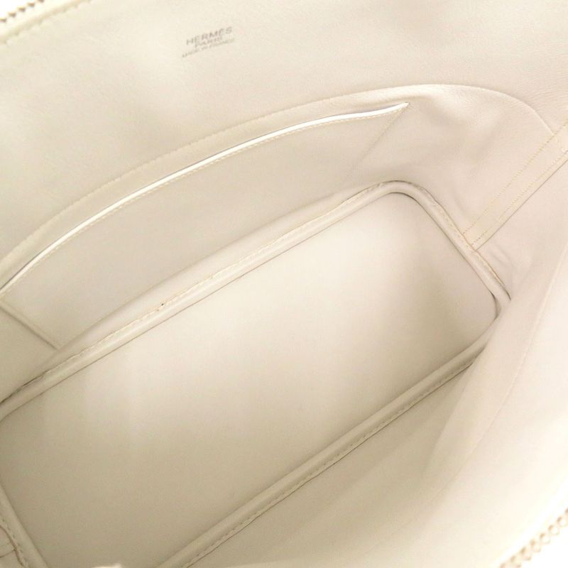 Hermes Bolide 37 Toile Gibesieres Vorsluft Khaki White Handbag 1537 — view 5