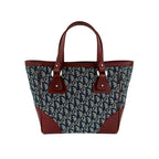 Christian Dior Trotter Pattern Canvas Leather Tote Bag