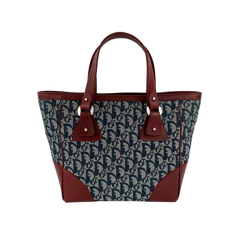 Christian Dior Trotter Pattern Canvas Leather Tote Bag