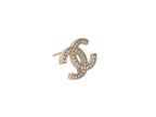 Chanel CC Logo Earrings 09 Rhinestone Metal Silver Clear — view 3