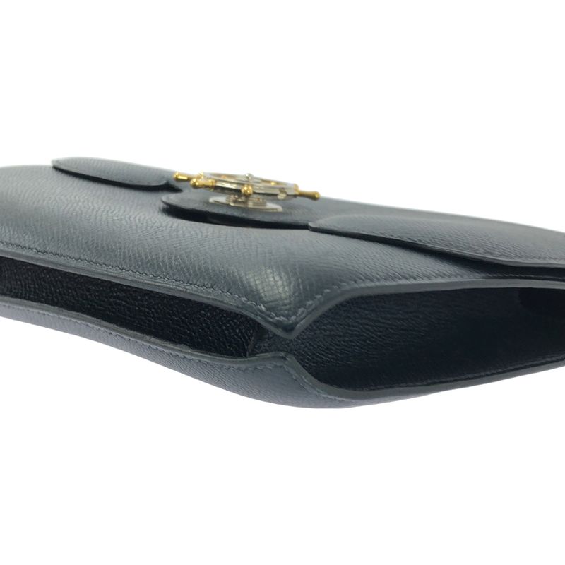 Hermes 1990 S Freegate Courchevel Gold And Silver Hardware Handbag Navy — view 7