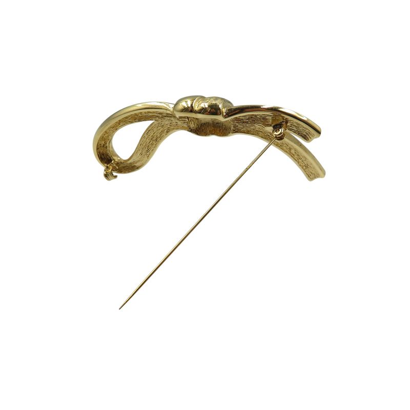 Christian Dior Vintage Ribbon Metal Gold Brooch 1123 — view 4