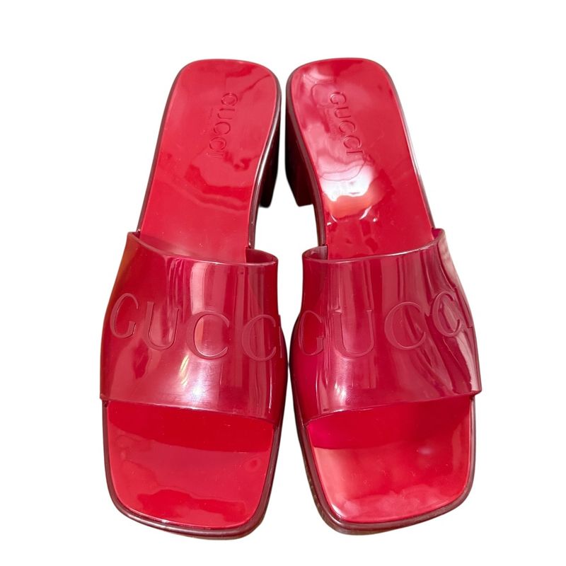 Gucci Rubber Logo Sandals Red — view 3