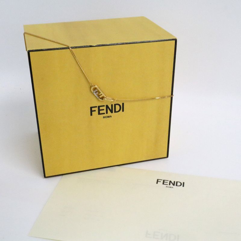 Fendi O-rock Necklace 8 Ah321 Gold Hardware Rhinestone Accessorie — view 8