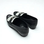 Hermes Royale Loafers Leather Shoes Black White Hhardware Fringe — view 4