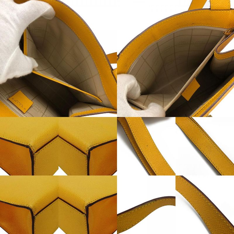 Celine Shoulder Bag Leather Yellow Gold Hardware Shape Push Turnlock — view 7