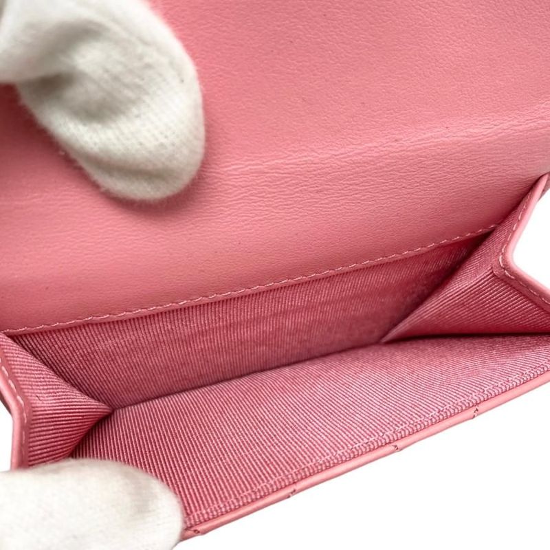 Chanel Trifold Wallet Small Flap Quilted Calfskin Pink — view 8