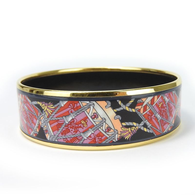 Hermes Bracelet Emile GM Metal Cloisonne Multicolor Black Pink Gold Hardware — view 5