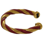 Hermes Twisted Metal Leather Red Gold Hardware Bangle 0079 — view 6