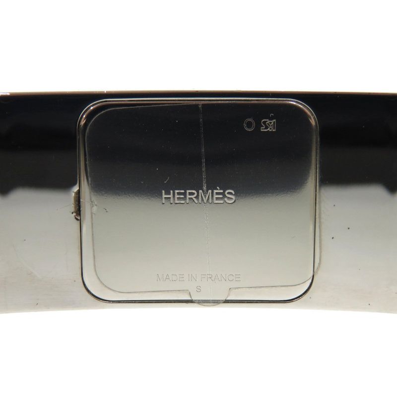 Hermes Medor Metal Black Silver Hardware Bangle 1630 — view 7