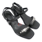 Hermes Sandals Eveless BK 37 1 2 Leather Ankle Strap — view 5