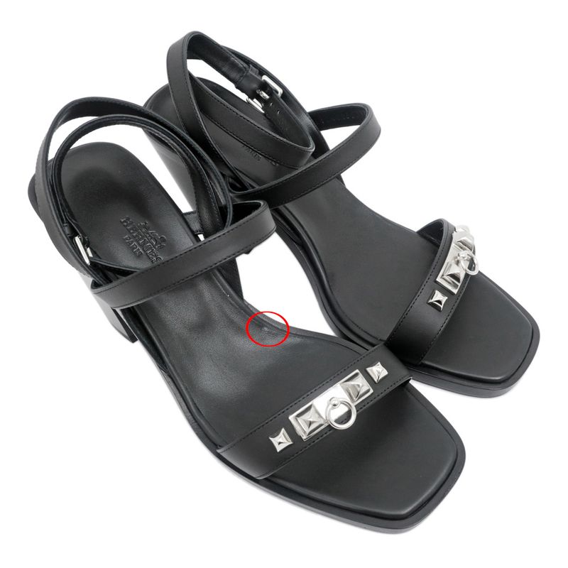Hermes Sandals Eveless BK 37 1 2 Leather Ankle Strap — view 5