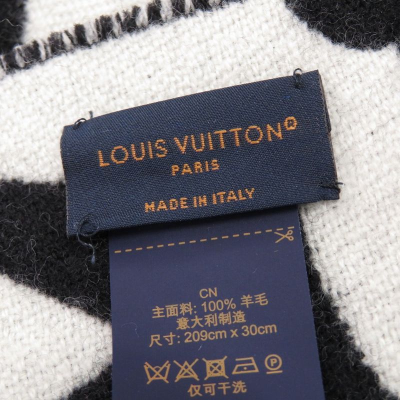 Louis Vuitton Flight Mode Medallion Wool Black White Scarf 1094 — view 4
