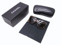 Chanel Sunglasses Chain Temple Acetate Metal Brown Silver Eyewear
