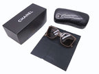 Chanel Sunglasses Chain Temple Acetate Metal Brown Silver Eyewear