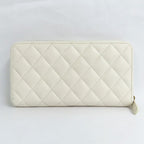 Chanel Long Zip Wallet Ap3337 Quilted Caviar Leather White Gdhardware — view 2