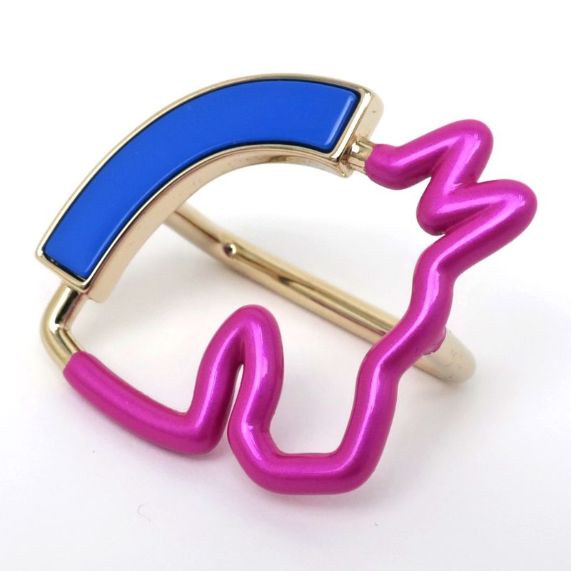 Hermes Scarf Ring Cheval Neon Pink Blue Gold Hardware Accessories — view 3