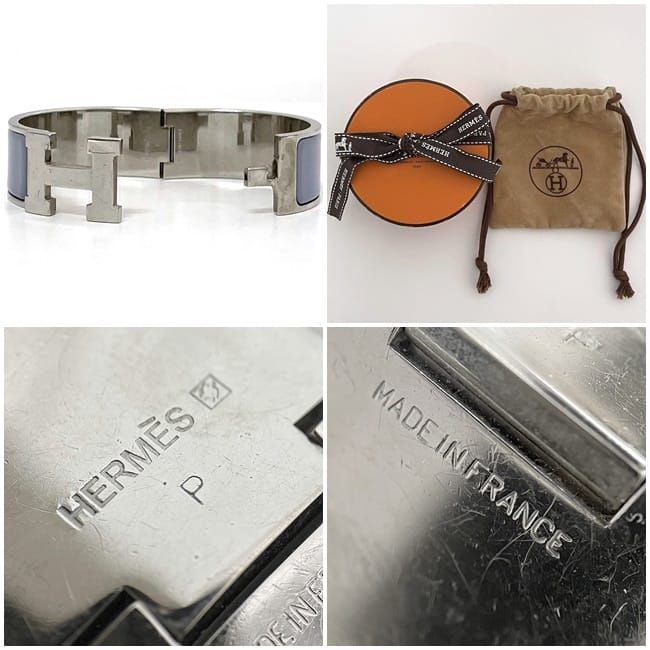 Hermes Bangle Click Clack Silver Light Blue Metal — view 7