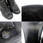 Chanel Ankle Boots 34 1 2 C Black Leather Patent CC Mark Shoes — view 8