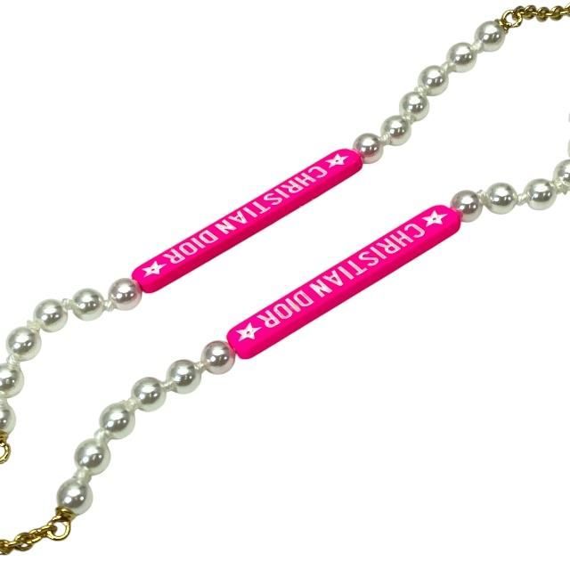 Christian Dior Airpods Holder Necklace Chain Logo Faux Pearl GP — view 8