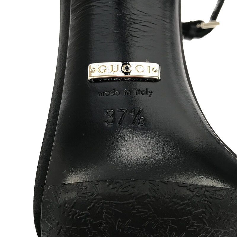 Gucci Rhinestone Ankle Strap Heeled Sandals with Ribbon — view 6