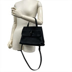Gucci Daily Bamboo Handbag Leather Black Silver Hardware — view 4