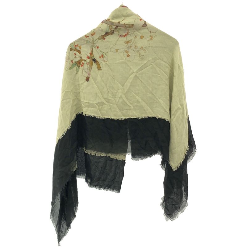 Loewe Flower Print Large Shawl Beige Black — view 2