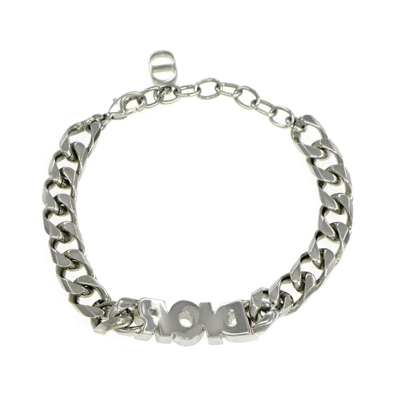 Dior Bracelet Silver Color Logo Rhinestone Accessory Man — view 3