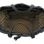Gucci Drawstring Leather Tote Bag Lined With GG Total Logo Gray — view 3