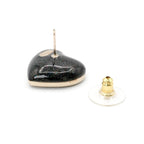 Chanel Earrings Gold Black Coco Mark Rhinestone Heart — view 5