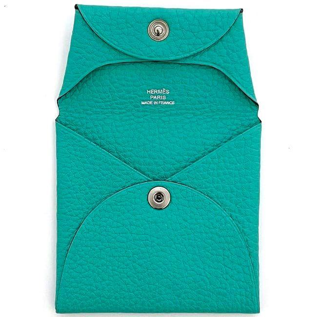 Hermes Coin Case Bastia Green Mint Purse Leather — view 7