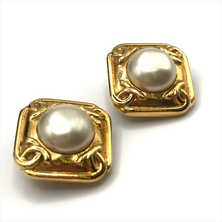 Chanel CC Logo Faux Pearl Earrings — view 2