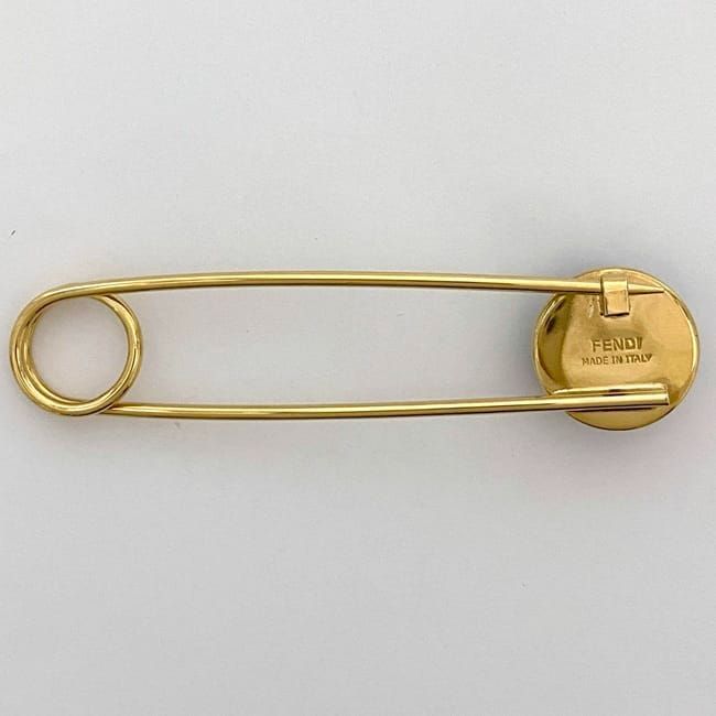 Fendi Pin Brooch Gold Beige Brown — view 6