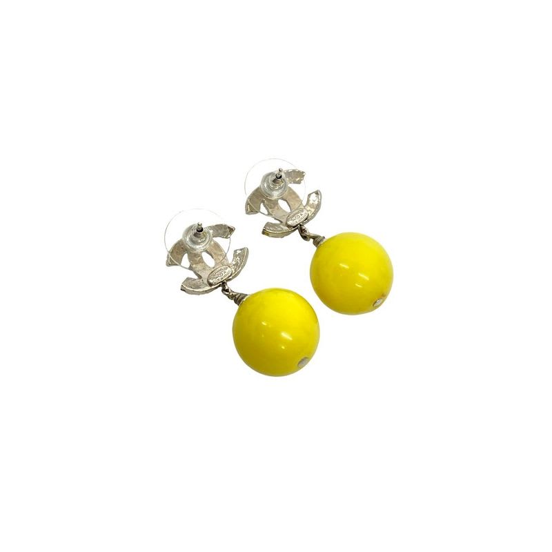 Chanel Coco Mark Motif Metal Rhinestone Earrings Accessories 04A — view 7