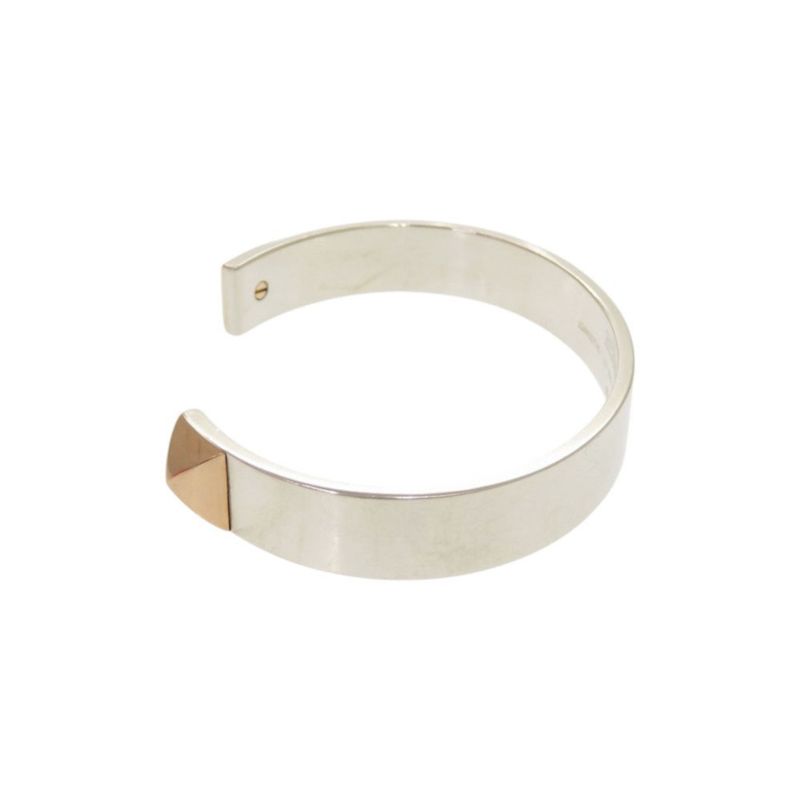 Hermes Clous De H Jonc 2 B Silver 925 18K Pink Gold Bracelet — view 5