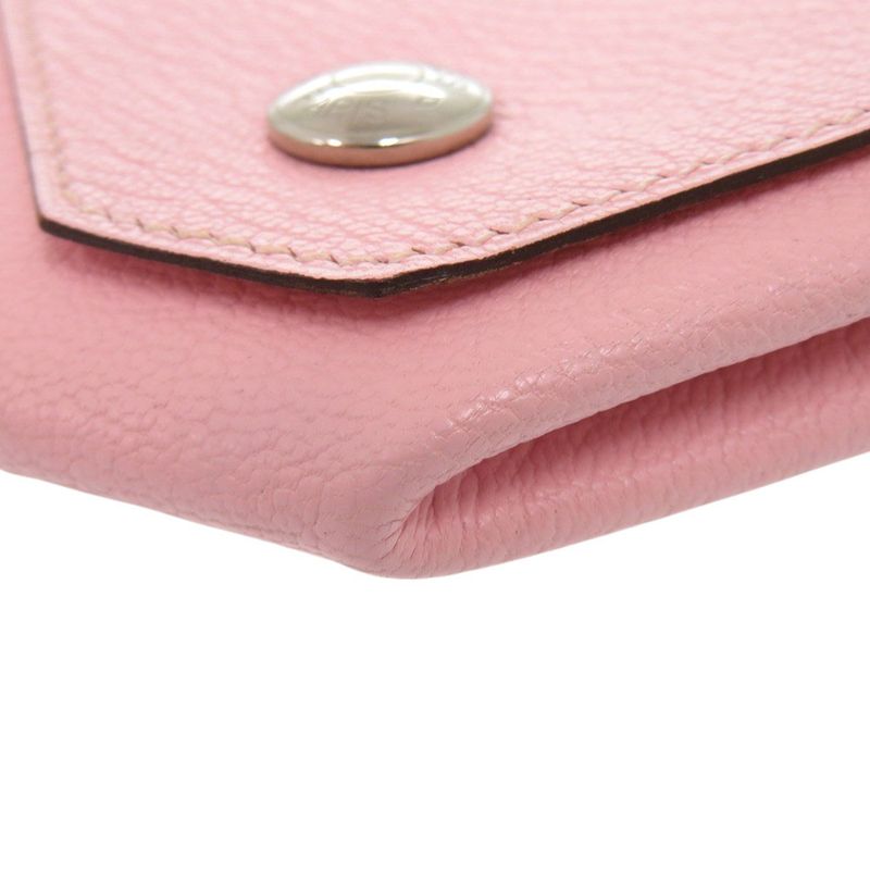 Hermes Le Van Cattle Chevre Rose Sakura Engraved A Silver Hardware Coin — view 7