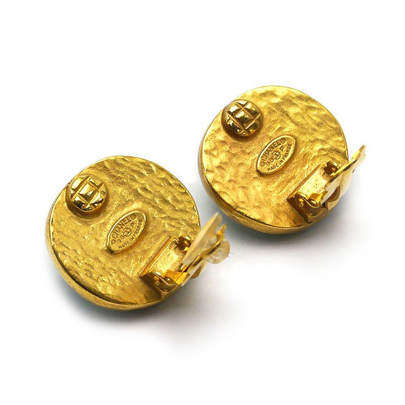 Chanel Earrings Coco Mark Greenish Green and Gold 98 — view 6