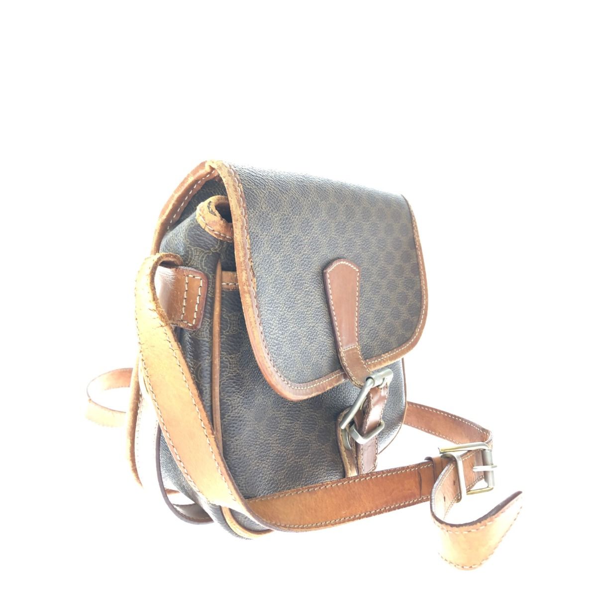 Celine Shoulder Bag Crossbody Macadam Pattern Vintage M92 Brown — view 3