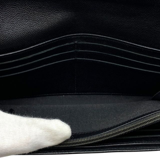 Chanel Sebulga Fold Long Wallet Coco Mark Caviar Leather Black — view 7