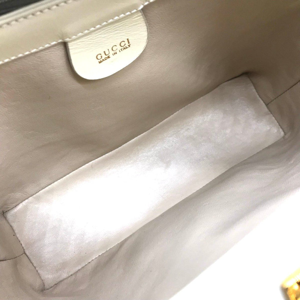 Gucci Vintage Leather Hand Bag Ivory — view 7