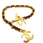 Chanel Coco Mark 01 A Colored Stone Bambi Metal Gold Brown Chain Bracelet 0072 — view 4