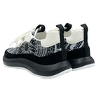 Hermes Glam Sneakers Shoes Leather Suede Black White Bandana Pattern — view 4