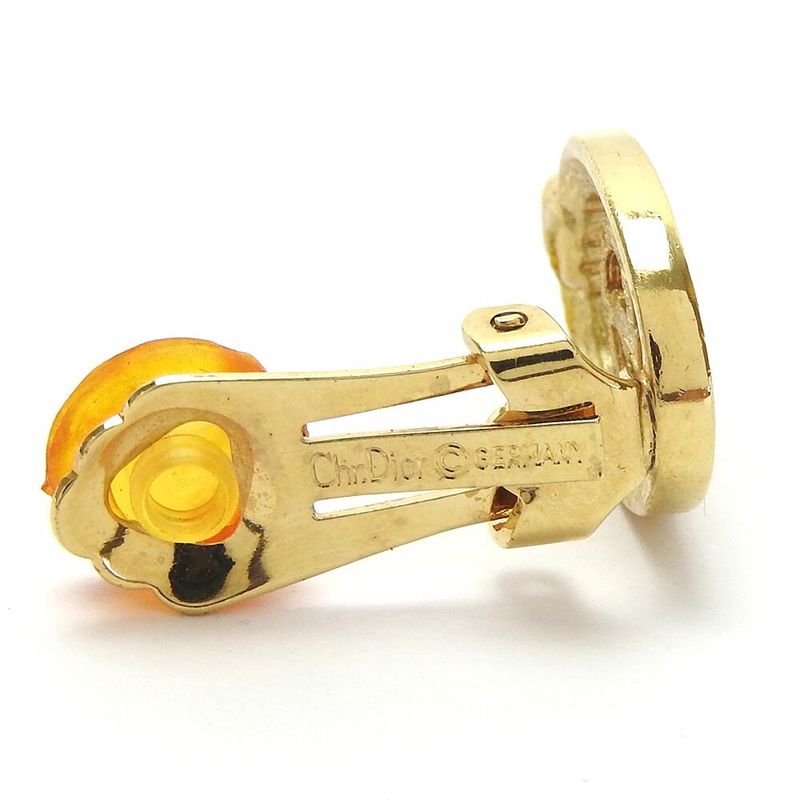 Christian Dior Earrings Gold CD Logo GP Plated Rhinestone Accessories — view 9