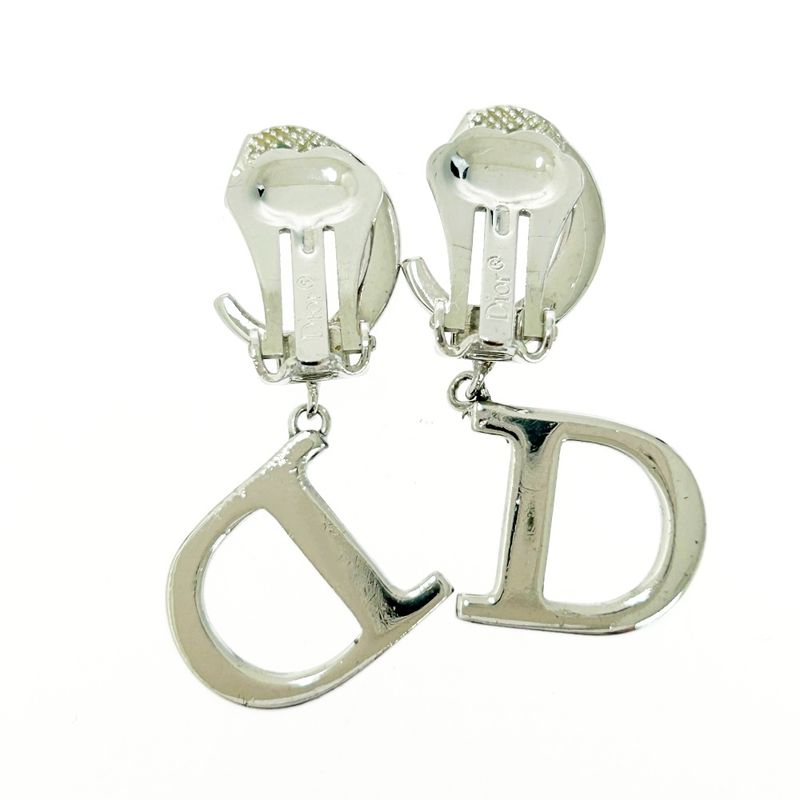 Christian Dior CD Logo Swing Earrings Silver — view 7