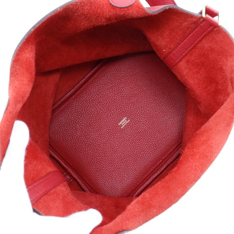 Hermes Picotin Lock MM Taurillon Clemence Red D Handbag — view 6