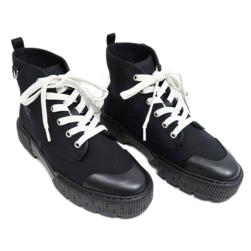 Hermes Short Boots Itinerelle Size 37.5 Black Canvas Shoes — view 2