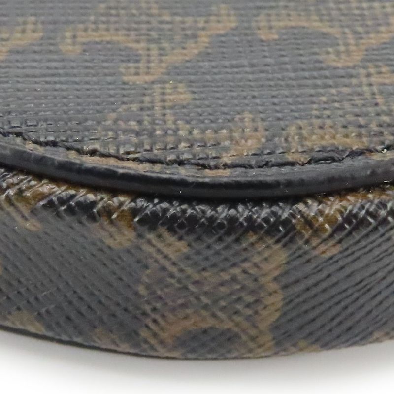 Celine Coin Case Triomphe 10 D222 Bq3.38 no Leather Black Brown Gold Hardware — view 5