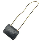 Chanel CC Logo Mini Quilted Lambskin Turnlock Chain Shoulder Bag Black — view 2