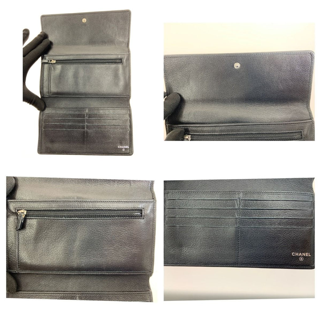 Chanel Camellia Butterfly Flap Wallet Long Black — view 4